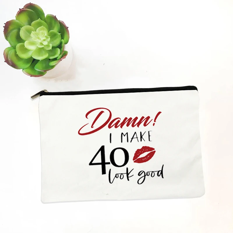 Lona Branca Make Up Pouch, Coroa Fabulosa, Sacos De Batom De Viagem, Viagem, Bachelorette Party Gift, 30th, 40th, 50th, 60th