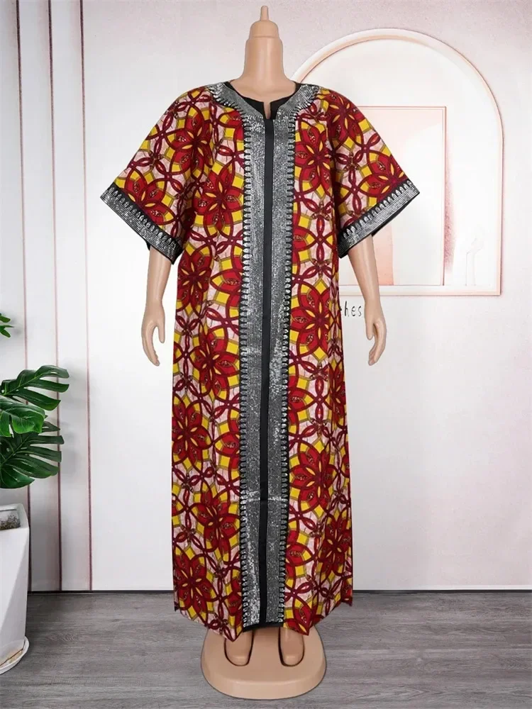 

African Dashiki Print Wax Dresses Elegant Women Party Maxi Robe Evening Gowns 2024 Africa Clothes Loose Boubou Dubai Kaftans