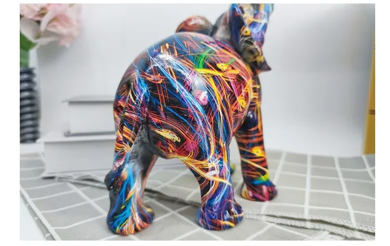 Wohnkultur Nordic Malerei Graffiti Elefanten Skulptur Figur Kunst Elefanten Statue Kreative Harz Handwerk Dekoration Ornamente – Detail 5