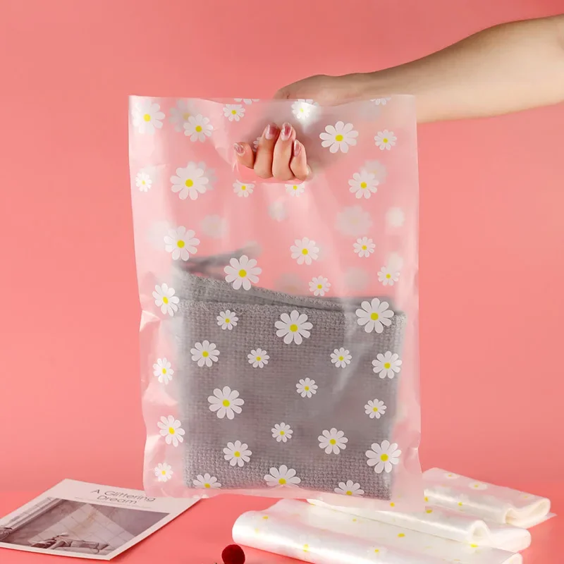 25 teile/los Kleine Plastiktüte für Schmuck/Ohrringe/Schal/Socken Kleine Gänseblümchen Hochzeit Geschenk Taschen Mini Verpackung taschen für Business – Detail 2