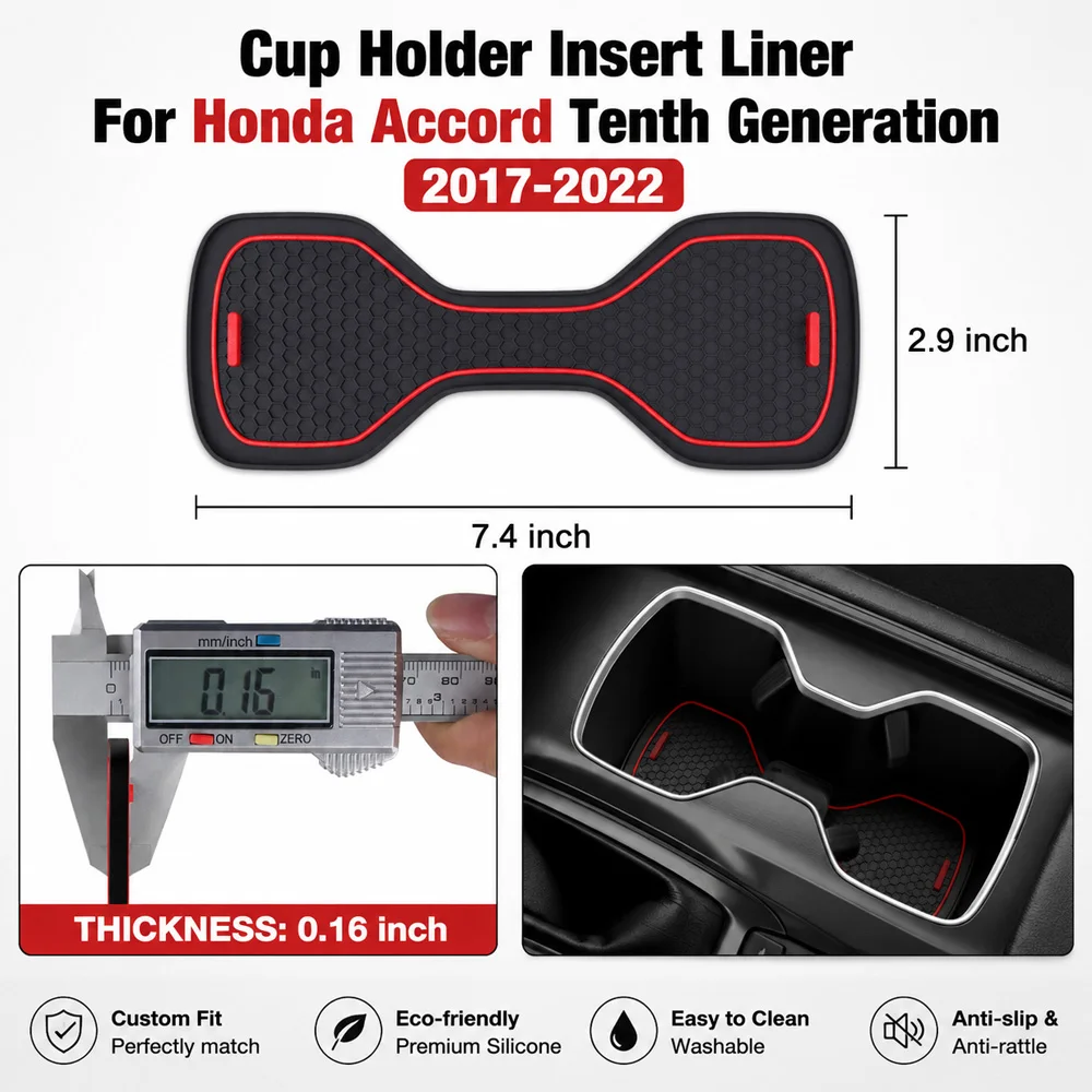 For Honda Accord Tenth Generation 2017‑2022 Non‑Slip Cup Holder Insert Coaster Wear‑Resistant Interior Anti‑Dirt Protective Pad