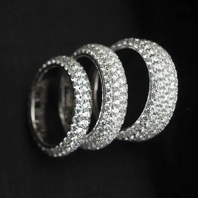 Fashion Style Mans Cuban Ring 925 Sterling Silver Ice Out Moissanite Diamond Hip Hop Rapper Cuban Ring