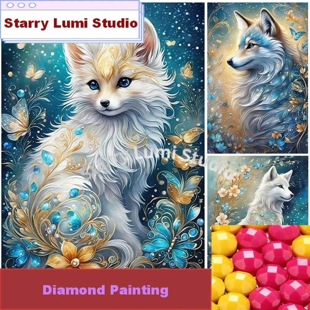 

Diamond Painting Fairy Dust Arctic Fox 5D Fantasy Aniamls Full Square Round Embroidery Mosaic Cross Stitch For Home Decor