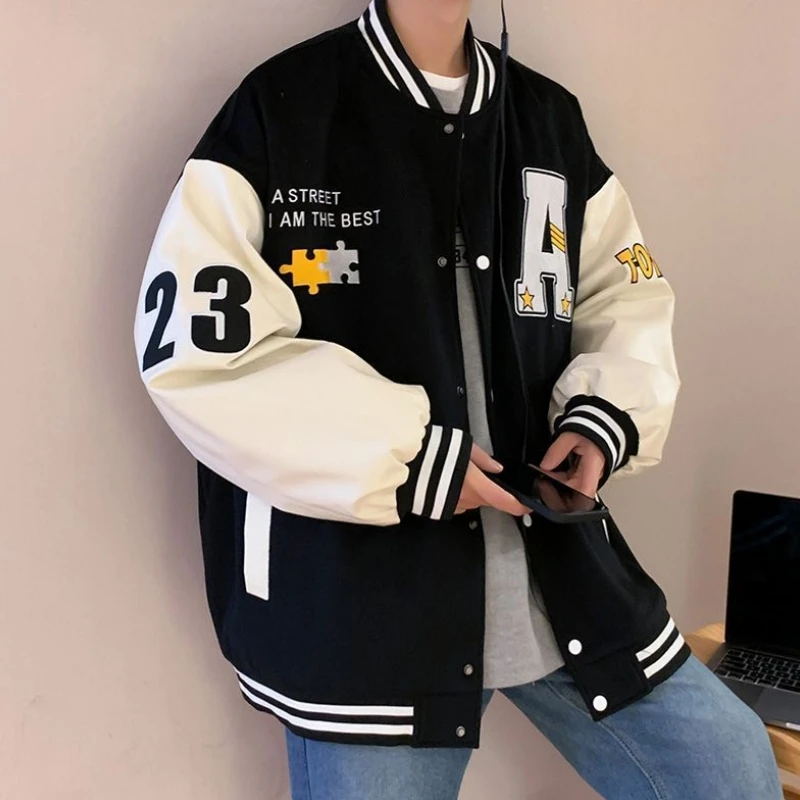 Unisex Baseball Jacket Spring Autumn High Street American Retro Trend Embroidery Jacket Ins Thin Youth Student Tops Men Clothing