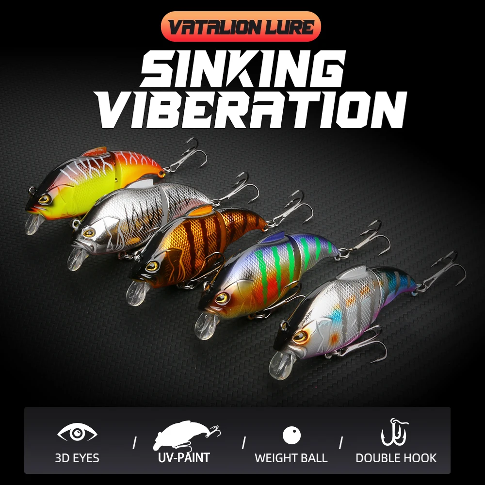 KMER 8cm/12g Fishing Slow Sinking Vibration Wobbler Swimbait Lures Crankbait VIB For Pike Bass Perch Hard Bait Accessories