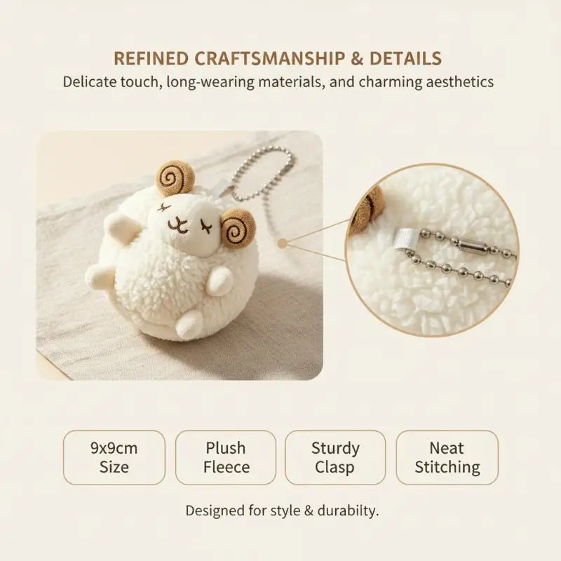 Lamb Stuffed Plush Pendant Cute Soft Mini Sheep Doll Fashion Backpack Hanger Decor for Girls Bag Accessory