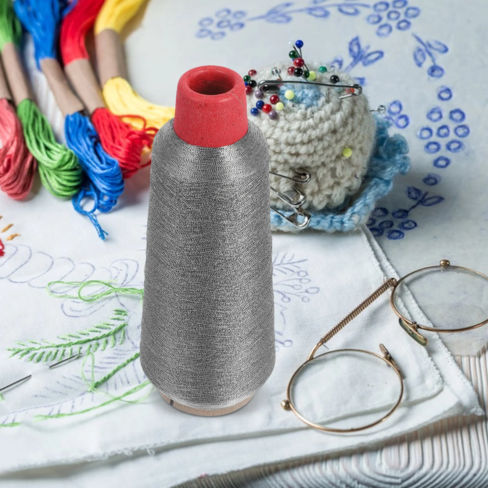 

Colored DIY Embroidery Threads Roll Silver Durable Wear-Resistant Sewing Thread for Cross Stitch Needlework Crafts Sewing