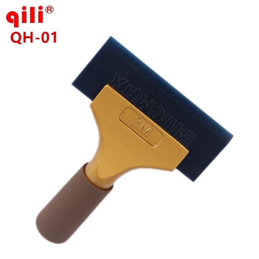 

QILI QH-01 Rear Window Water Cleaner with Gold Aluminum + Rubber Squeegee 3-M Handle Scraper Vinyl Car Film Wrap Tool Squeegee