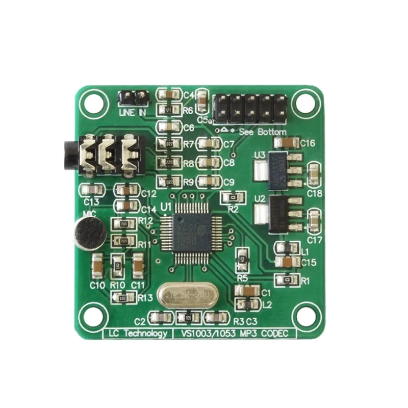 

VS1003 Module MP3 Playback Audio Decoding Onboard Microphone Multifunction Convenience Module Durable Easy To Use