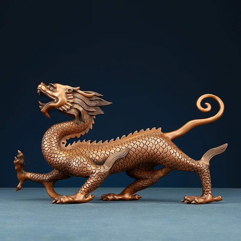 HYS Qinglong, White Tiger, Xuanwu, Suzaku, Copper Four Divine Beasts Ornament Home Office Desktop Crafts Copper Ornament