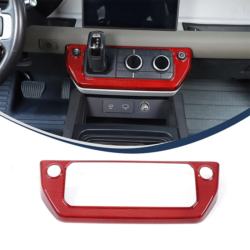 For Land Rover Defender 90 110 2020 + Car air conditioning mode button decorative frame Real carbon fiber Auto accessories 1 Pcs