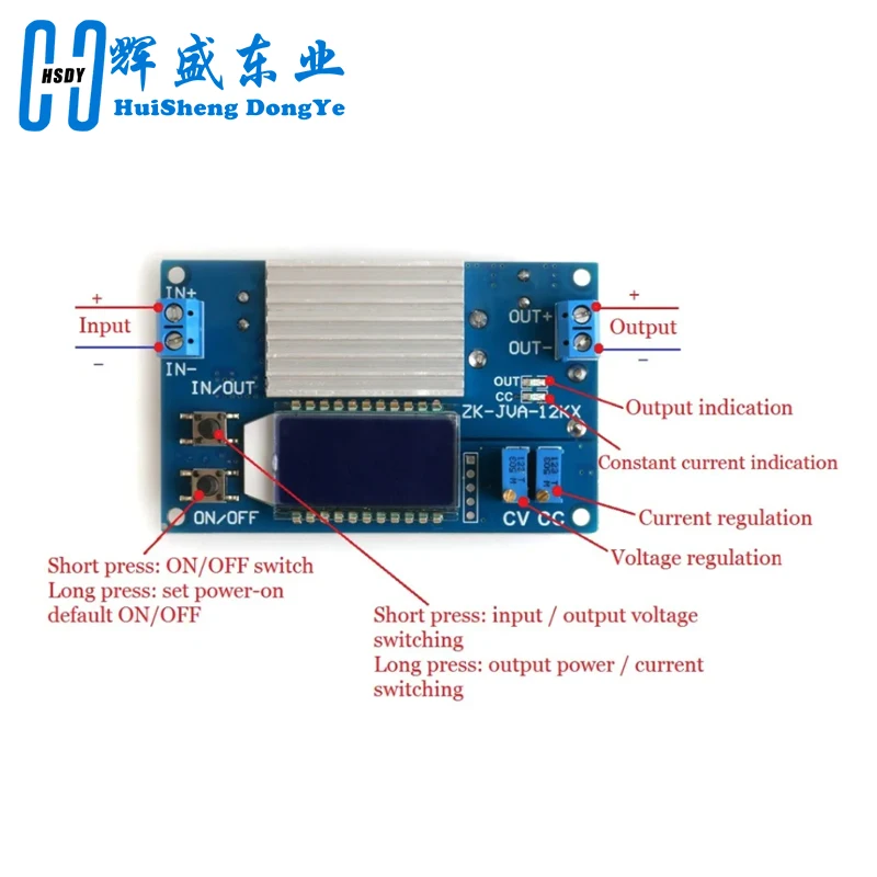 12A Constant Voltage Constant Current LCD Voltage Current Display Adjustable Step-down Power Supply Module 5.3-32V To 1.2-32V