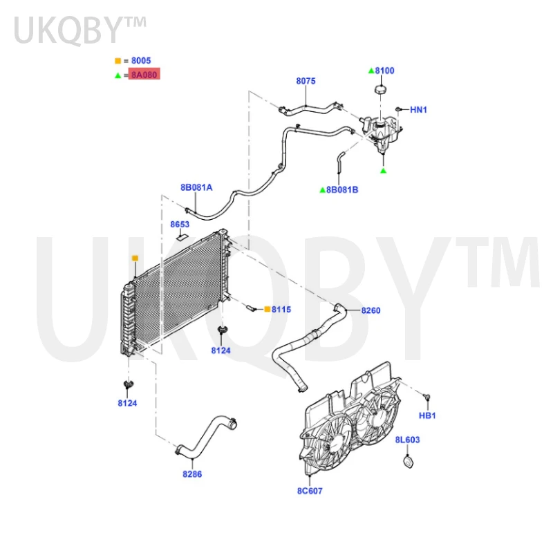 Auxiliary water tank 1L8Z8A080BB with sensor but without cover