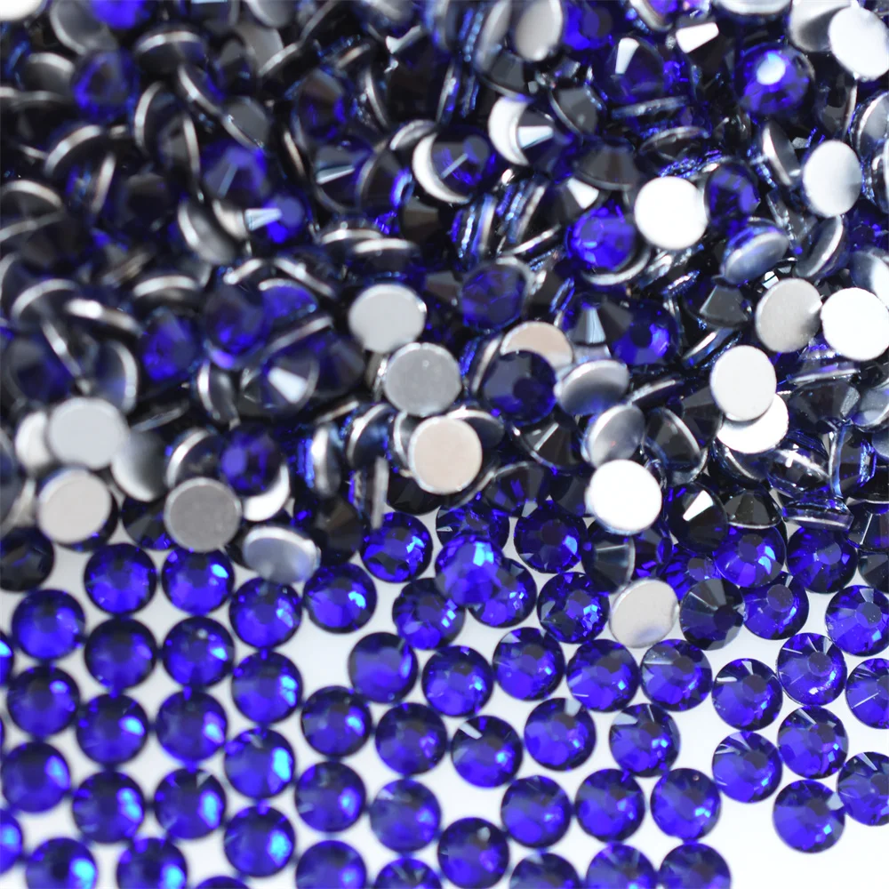 1440PCS SS4-30 Royal Blue Glass Nail Art Decorations Non Hotfix Flat Back Rhinestones Stones Crystals Strass DIY Garment
