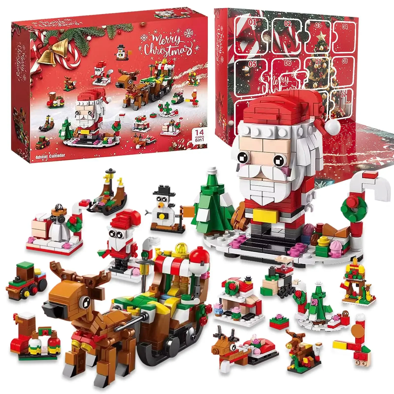 24Years Christmas building block toy blind box set Xmas Advent Calendar Bricks DIY Educational Toys Kit Gift For Kids Adults