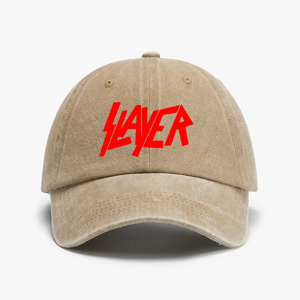 Slayers Heavy Metal Rock Letter Baseball Cap Washed Distressed Denim caps Summer Adjustable Unisex Snapback Hat  Breathable hats