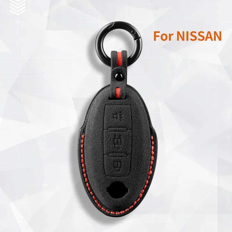 

For Nissan Murano Pathfinder Armada Cube Quest 370Z Versa Tytan Juke J10 J11 Suede Car Key Case Shell Keychain for Nissan