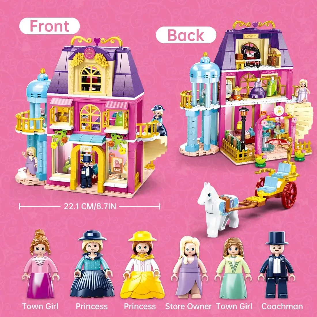 526PCS Fashion Department Store Mall Building Blocks Creative Town Street Model Bricks Set With Figures Kids Educational DIY Toy