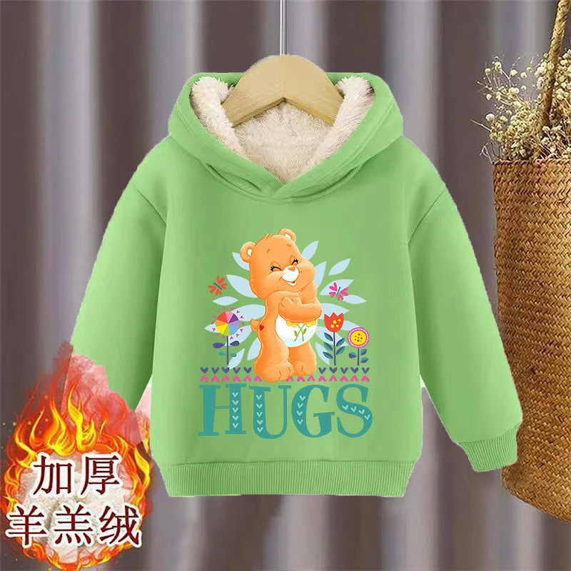 الرعاية الدببة الأطفال البلوز الكرتون أنيمي لامب كنزة صوفية من الصوف هوديس الخريف الشتاء Kawaii الدافئة سميكة ملابس رياضية القمم الهدايا