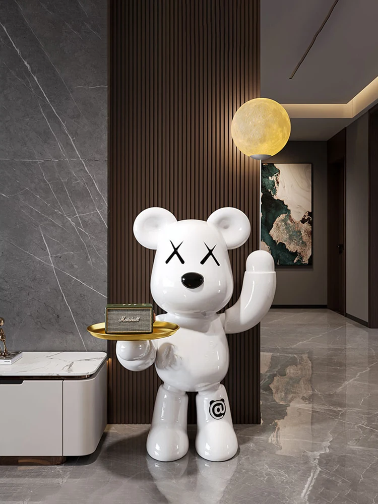 Large Room Decoration Bear Sculptures Home Decorations LED Floor Lamp Ornaments Creative Interior Accessories Piggy Bank Statue