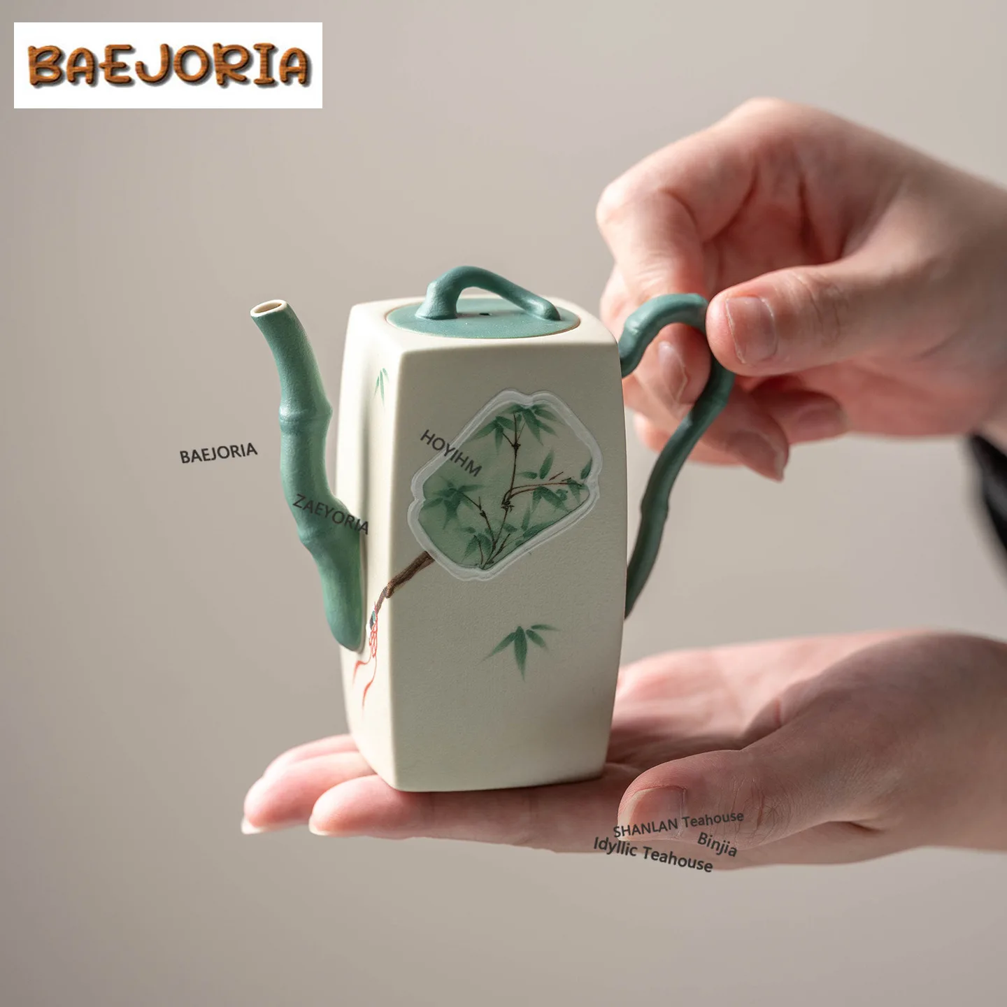 BAEJORIA 135ml Hand-painted Bamboo Teapot Creative Tea Infuser Pot Tea Brewing Kettle With Ball Hole For Tea Accessories Gift