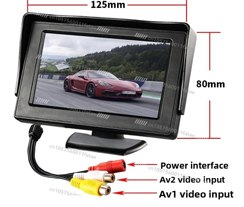 Car 4.3 Inch Display, Car Reversing Display, High-definition LCD Display, Reversing Rear View, 12V-24V