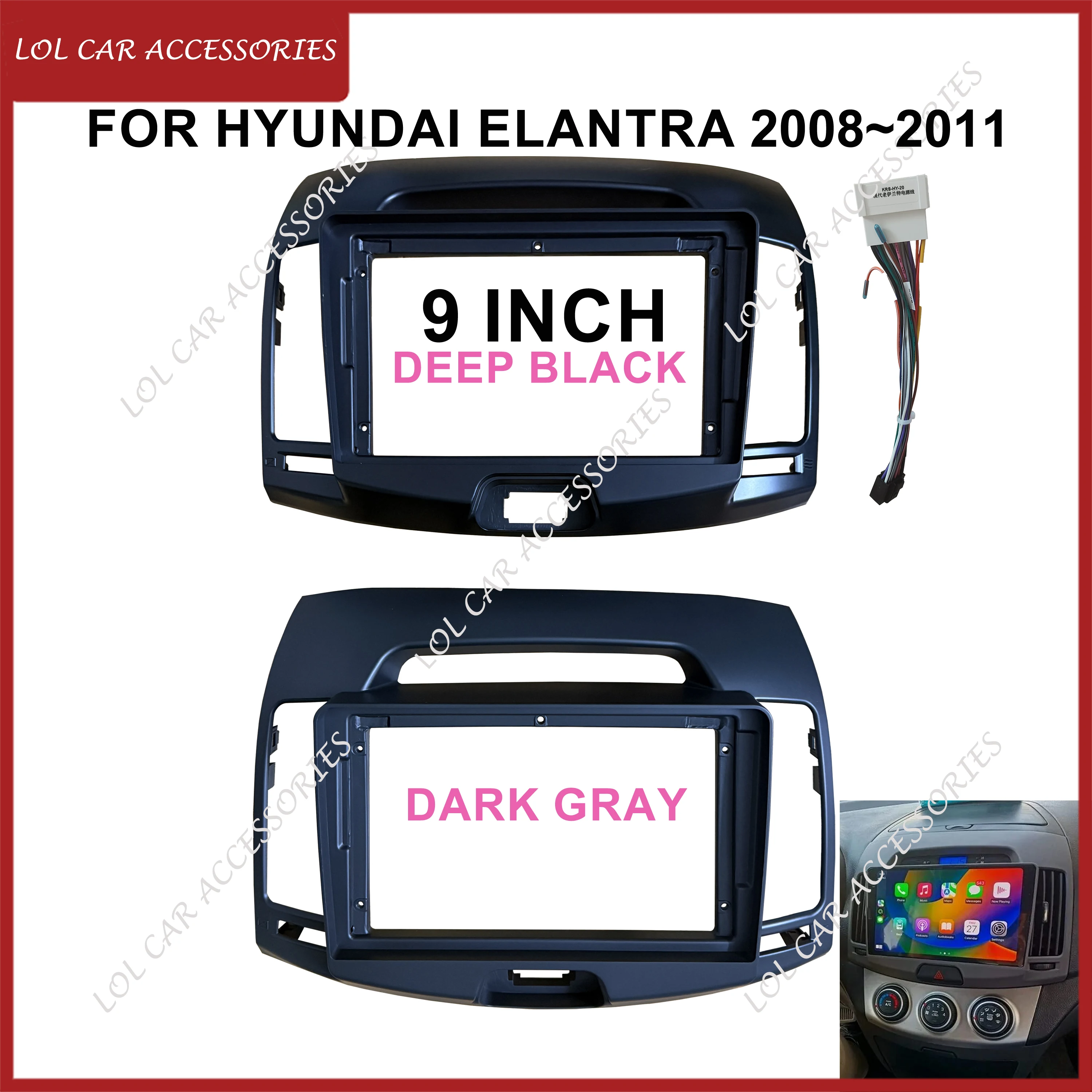 9 Inch For HYUNDAI ELANTRA 2008~2011 Car Radio Stereo Android MP5 GPS Player 2Din Head Unit Navigation Fascia Panel Casing Frame