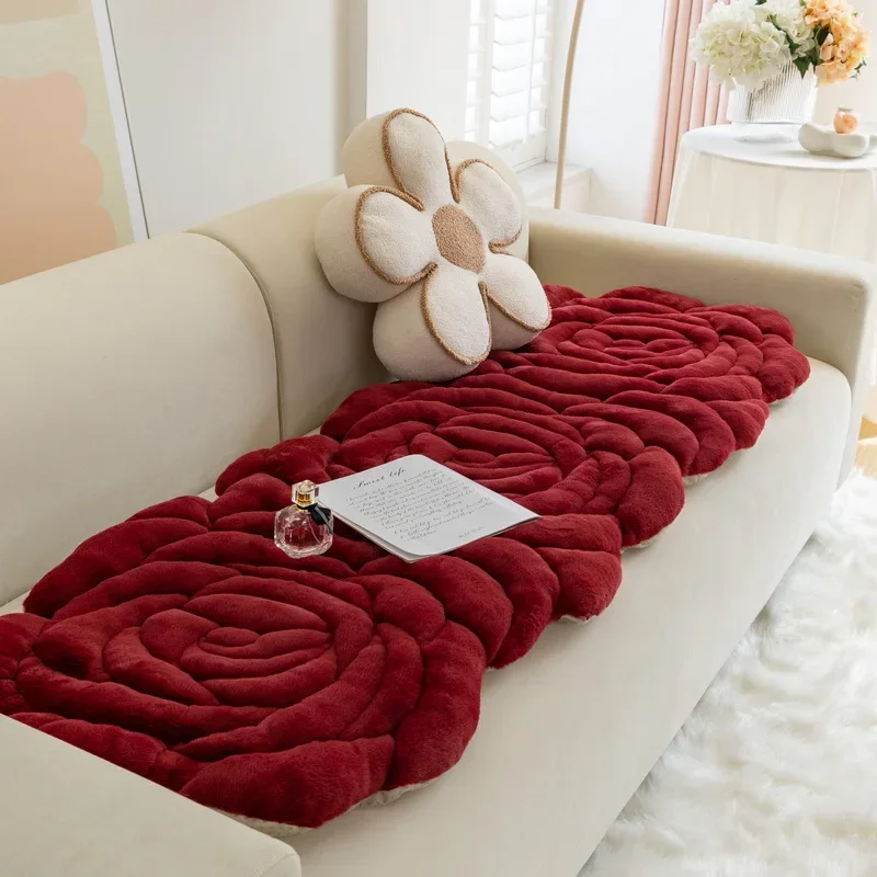 

Korean Flower Sofa Seat Cushion, Plush Bay Window Cushion, Thickened Velvet Cushion, Tatami Couch Bench, Long Cushion