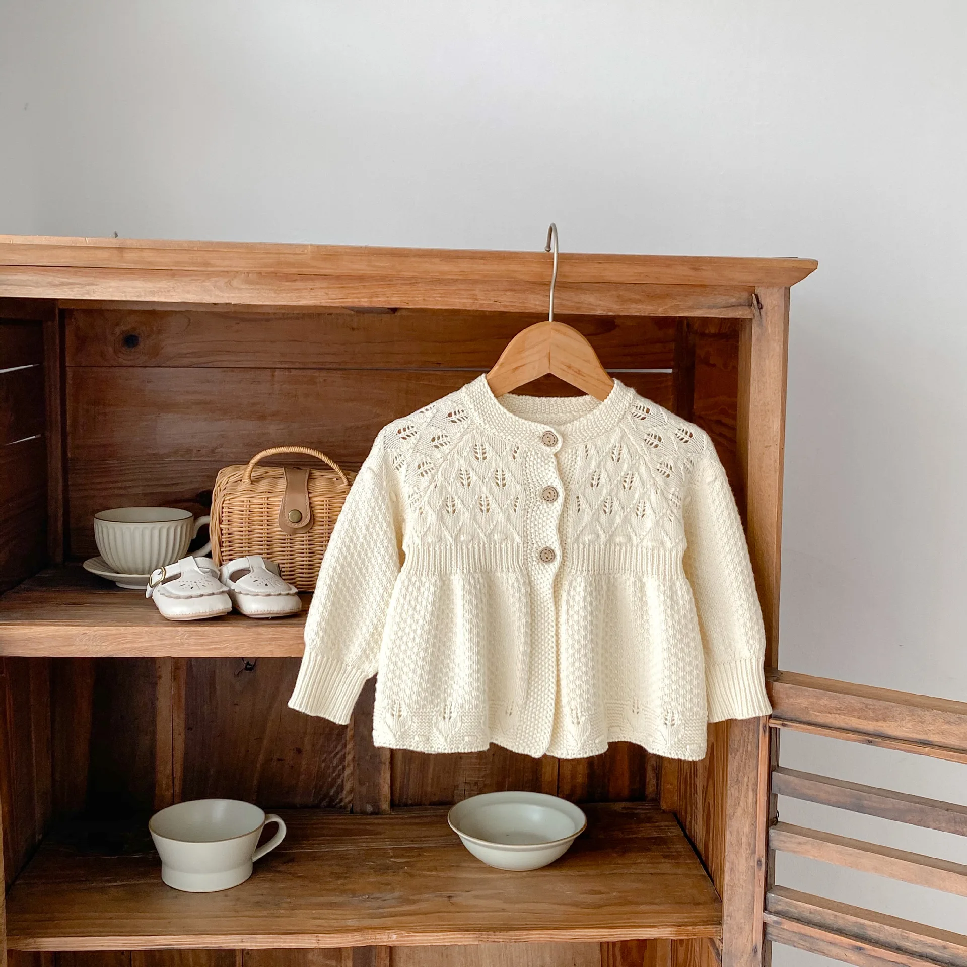 Knitted Hollow Out Cardigan Simple All-match Spring and Autumn Fashion 2025 Casual Soft and Cute Knitted Cardigan Coat