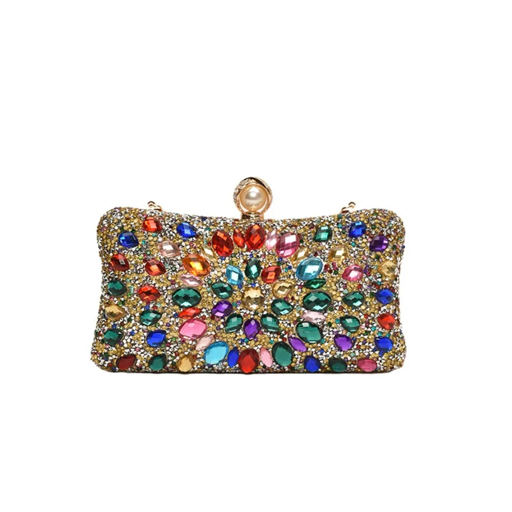 

Shiny Evening Banquet Bag Crystal Sequin Bling Colorful Rhinestone Shoulder Bag Pearl Glitter Chain Crossbody Bag Wedding