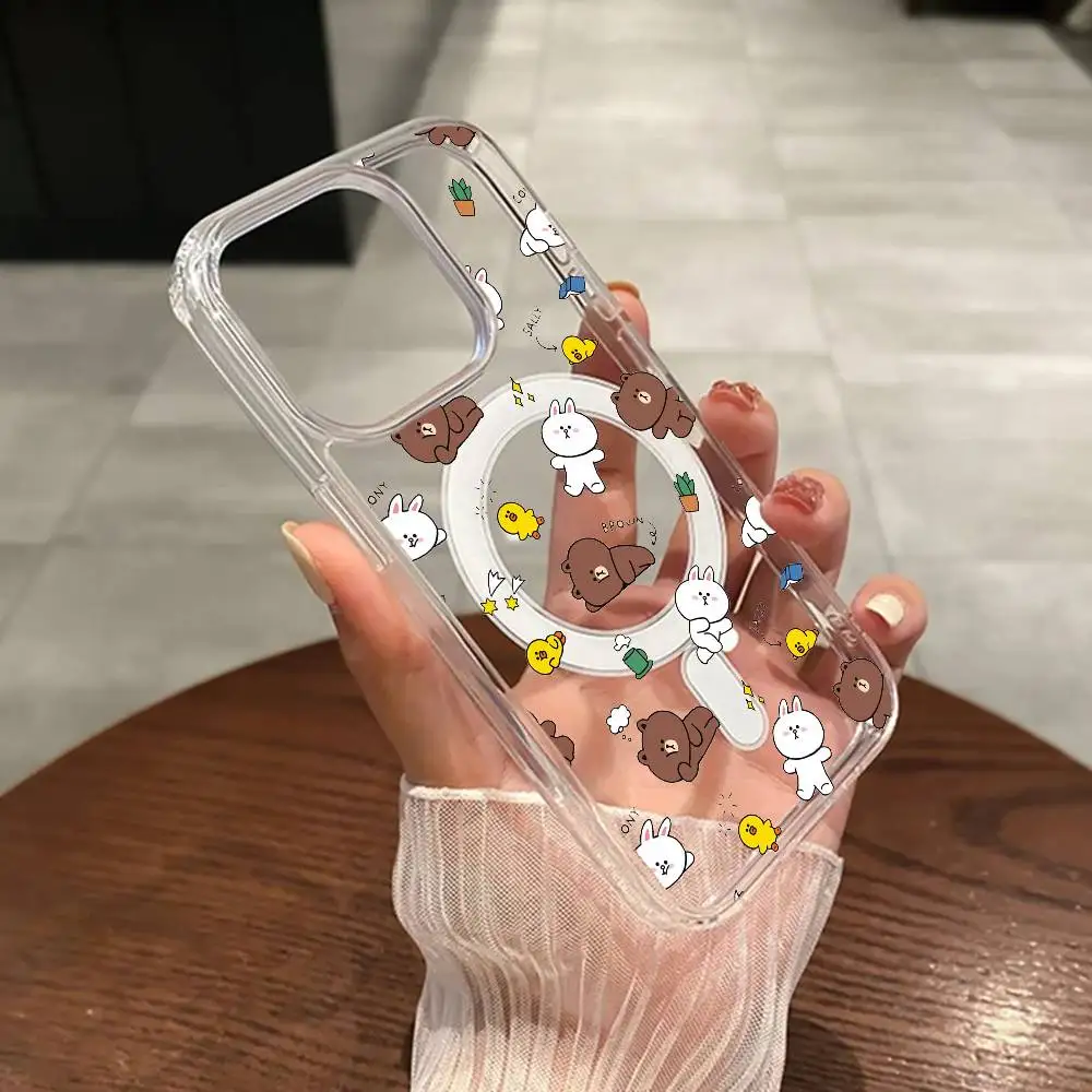 1 قطعة الكرتون B-الدب البني C-ConyS شفافة المغناطيسي جراب هاتف آيفون 17 الهواء 16 15 برو Max14 13 11 12 15 X XR XS زائد #3