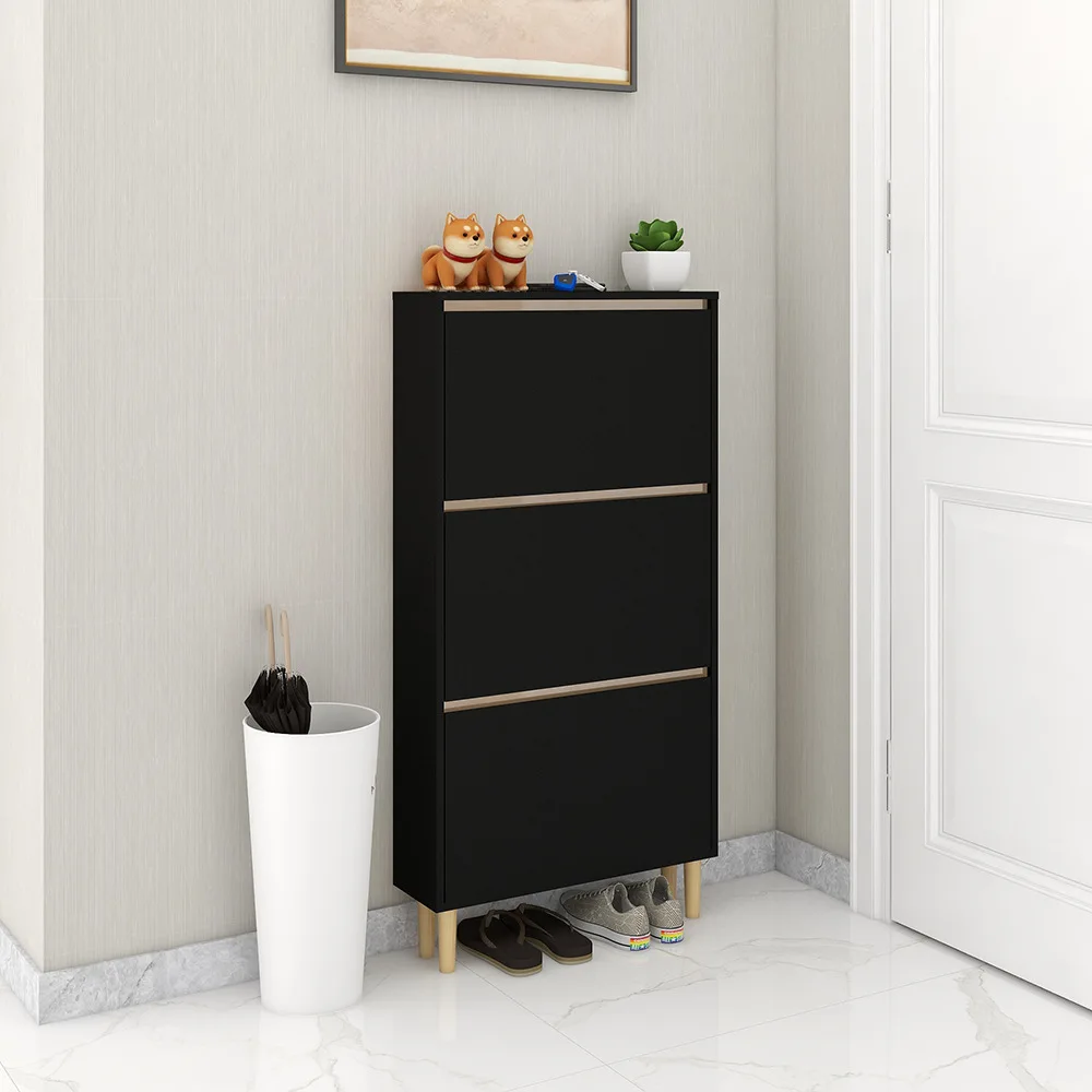 Light luxury ultra-thin flip shoe cabinet door modern simple against the wall small house