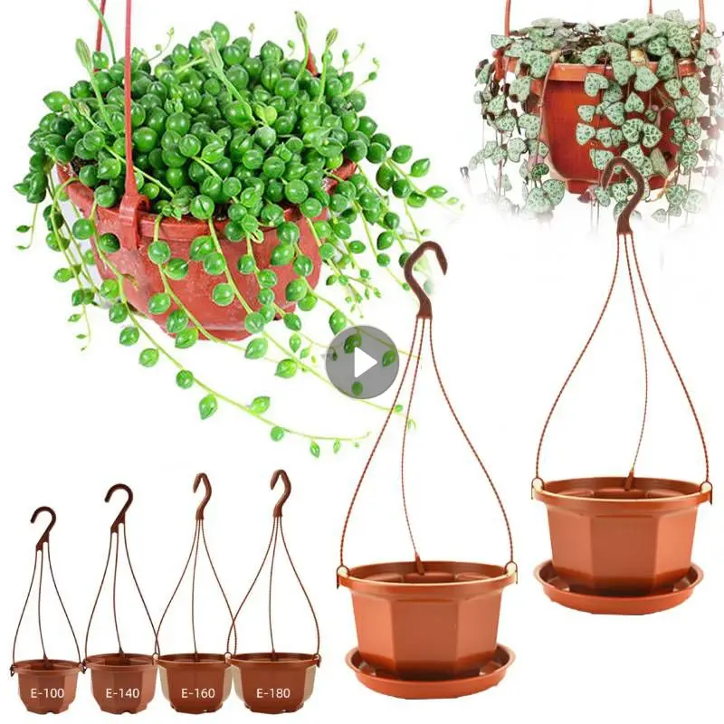 Plastic Planter Hanging Basket Flowerpot Garden Plant Flowerpot Indoor Outdoor Hanging Flowerpot With Hook Gardening Decoration