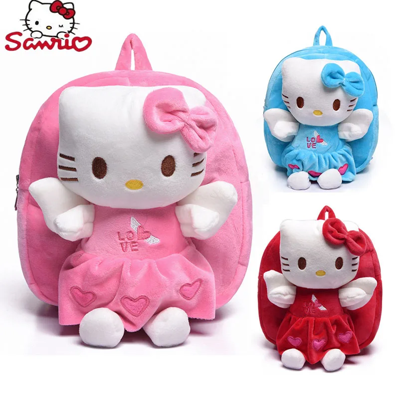 

Плюшевые школьные ранцы Sanrio, рюкзак с аниме Hello Kitty для детей дошкольного возраста, портфель с котенком для студентов, офисные канцелярские принадлежности