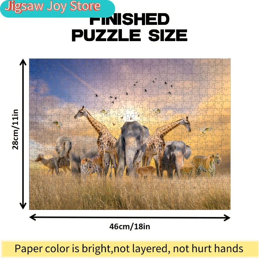 1 caja de piezas de rompecabezas de papel que se ajustan perfectamente entre sí para adultos, juego de "Animales de la pradera" - Ideal para fiestas, familiares y amigos