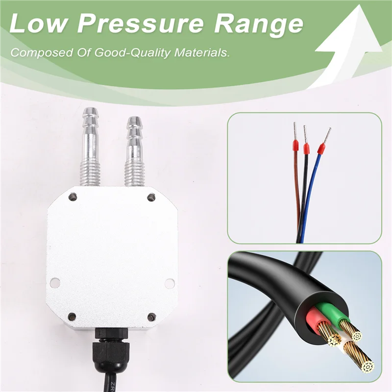 AT02-Air Wind Pressure Differential Transmitter Differential Pressure Sensor 4-20Ma 0-10V 2Kpa Out Sensor