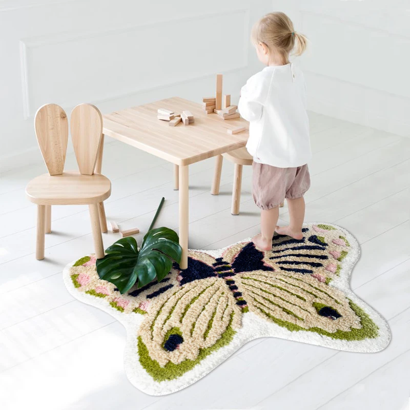 Cute Cartoon Children's Room Carpet Irregular Butterfly Shape Bedroom Area Rug Home Cloakroom Floor Mat Anti-skid Bathroom Door