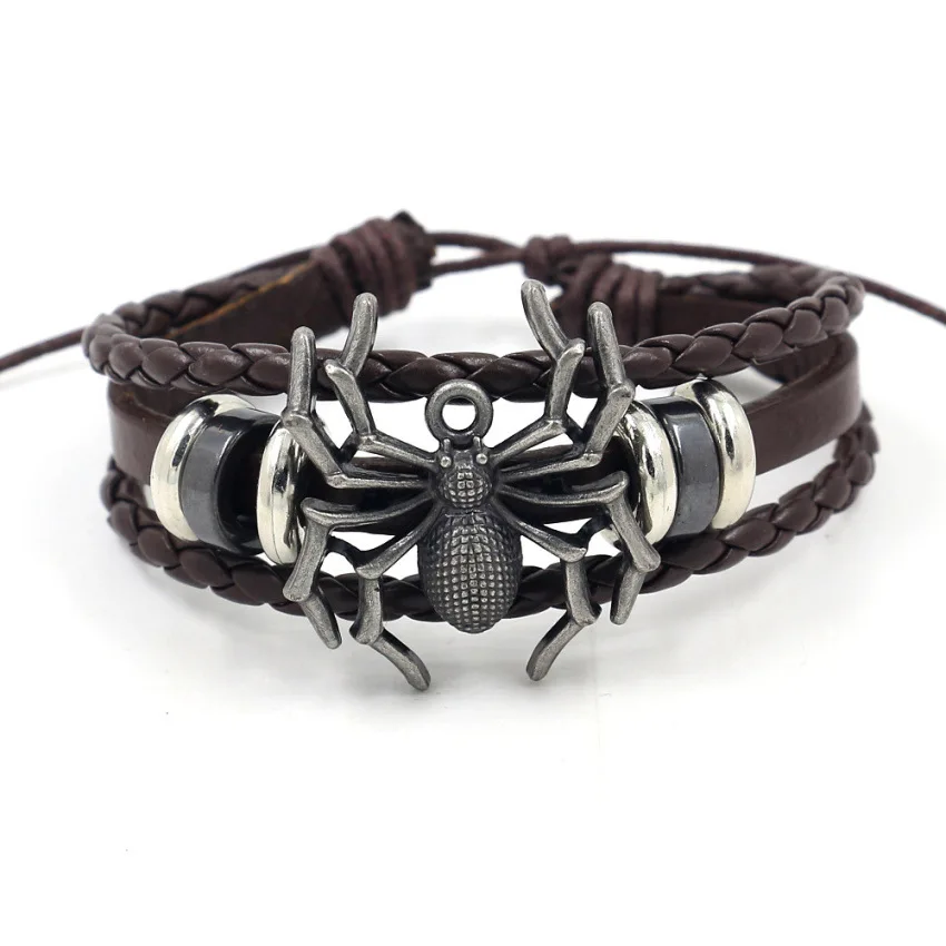 Unique Design Punk Rivet Vampire Spider Leather Bracelet Cuff Rope Ladies Bracelet Men Bracelet Fashion New Year's Gift Pulseira