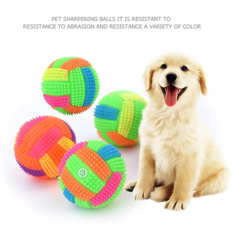 Spiky Dog Balls Glowing Pet Chew Ball Flashing Squeak Molar Ball Interactive Pet for cats Dogs Chasing 2.36 Inch