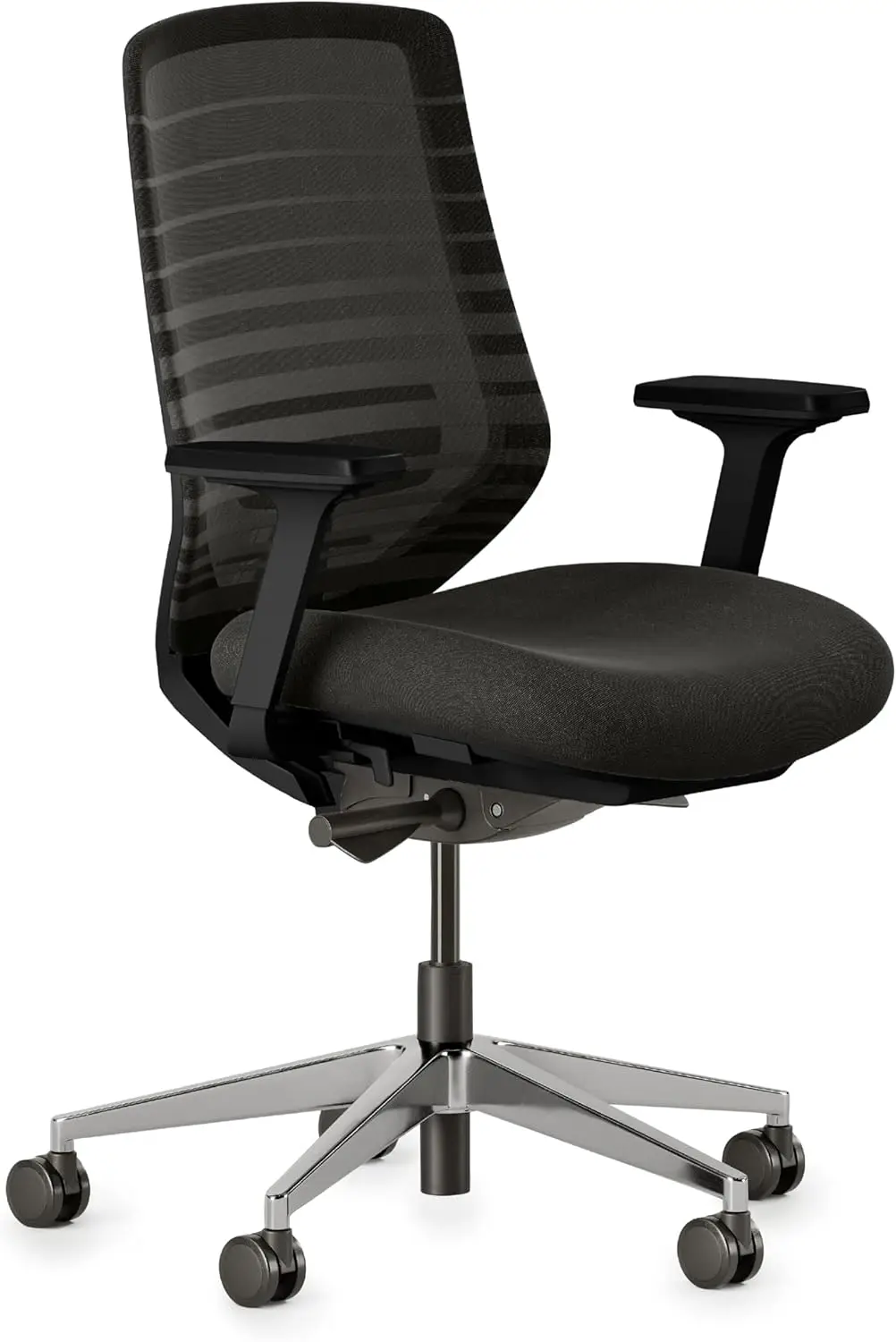 

Ergonomic Desk Chair with Adjustable Lumbar Support, Mesh Backrest, Smooth Wheels - All Black