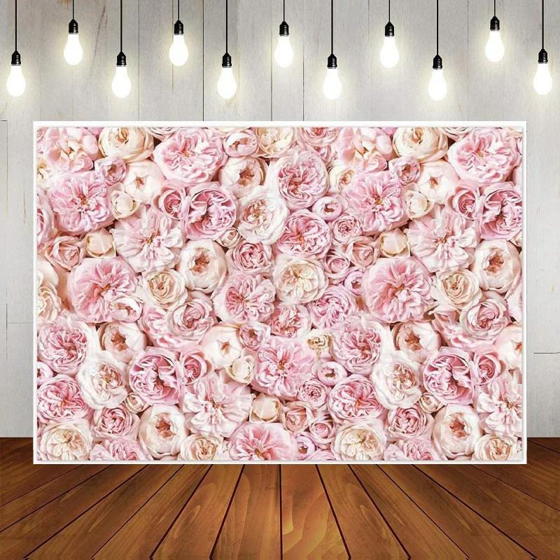 

Pink Background Photography Backdrop Women's Photos Banner Decoration Party,Rose Flowers,flowers Custom Birthday Newborn Props