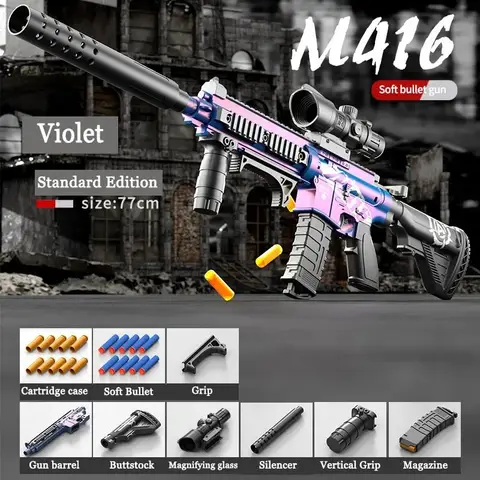 Carcasa de pistola de juguete M416, lanzamiento de balas suaves, puede fuego, ventosa, Rifle de asalto para niños, modelo de carga Manual, juguete para niños