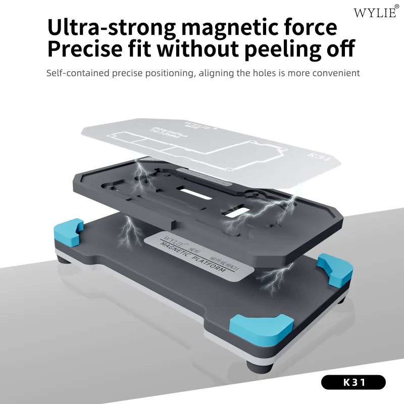 Kit de plantilla magnética de reballing de capa intermedia WYLIE K31 para iPhone X a 17 Pro Max, estación de soldadura para reparación de BGA de placa base 3