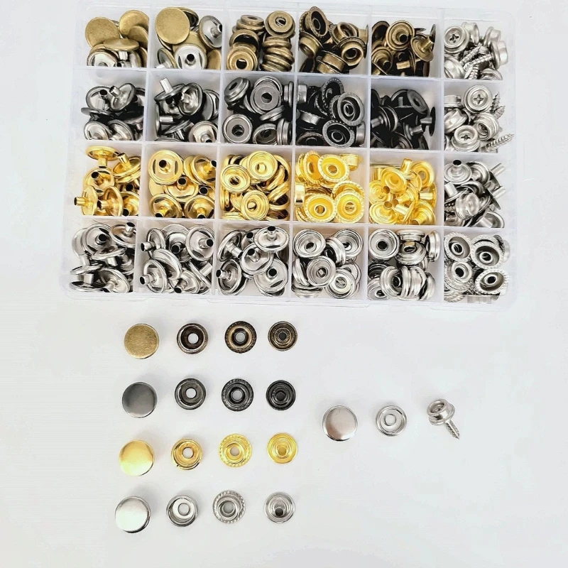 385Pcs Stainless Steel Snaps Fastener Set With Pliers For Crafts And Repairs C7AC