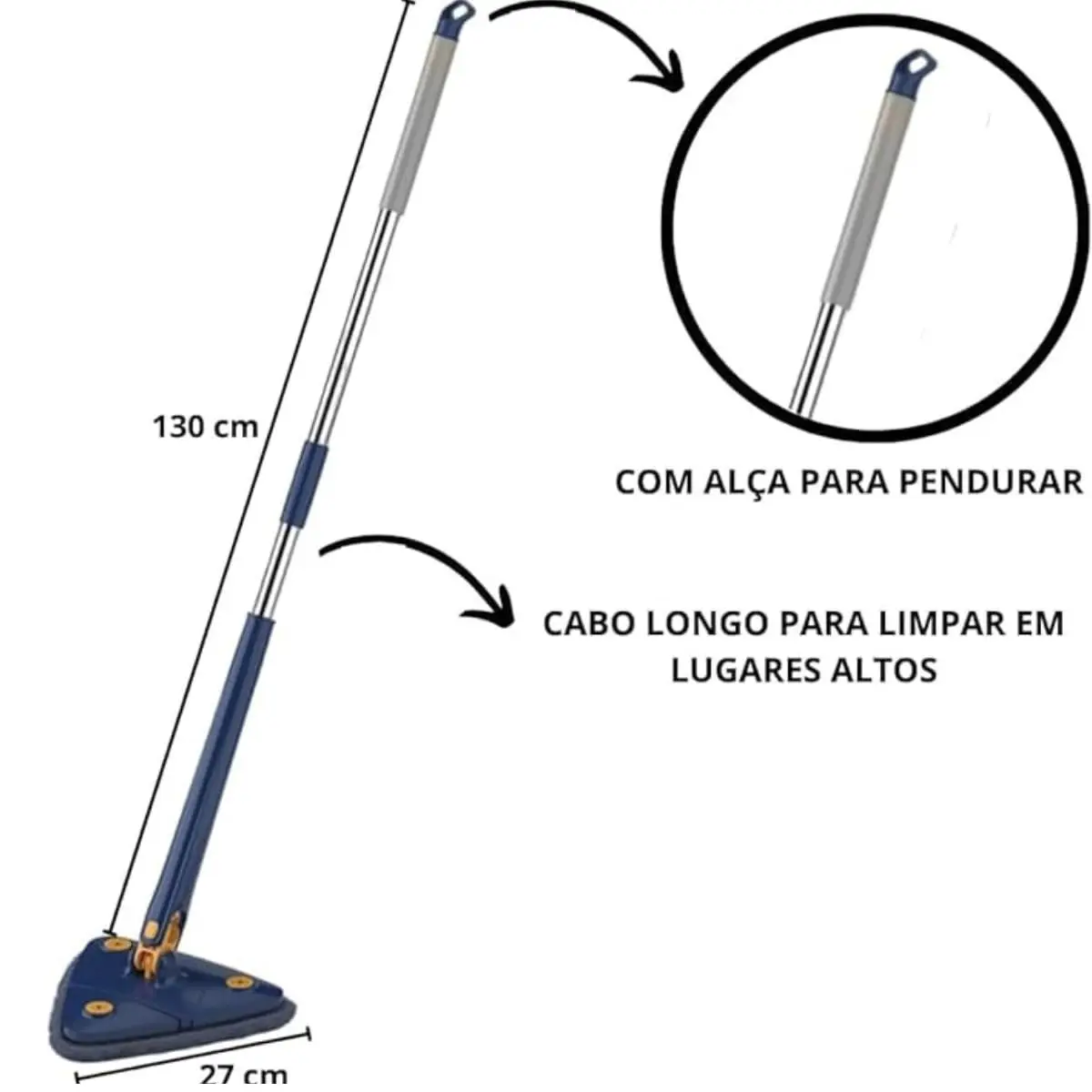 UNTIOR Adjustable Cleaning Mop Glass Floor and Wall Cleaner 360 Rotating Triangular Mop with Handle Magic Squeegee Deep Cleaning