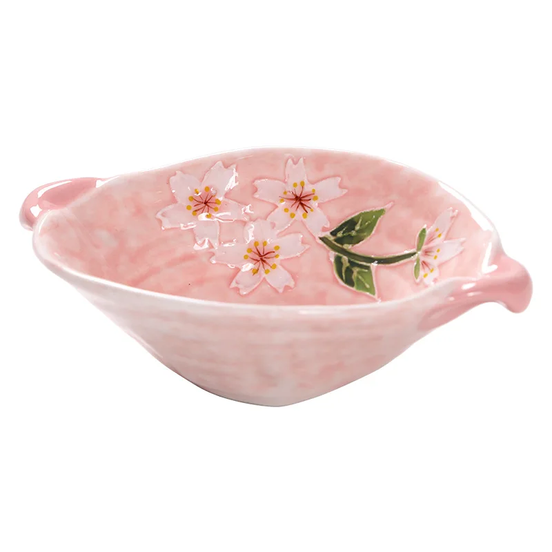 

CX Creative Binaural Dipping Dish Small Fresh Snack Vegetable Dish Underglaze Hand Painted Ceramic Snack Dish