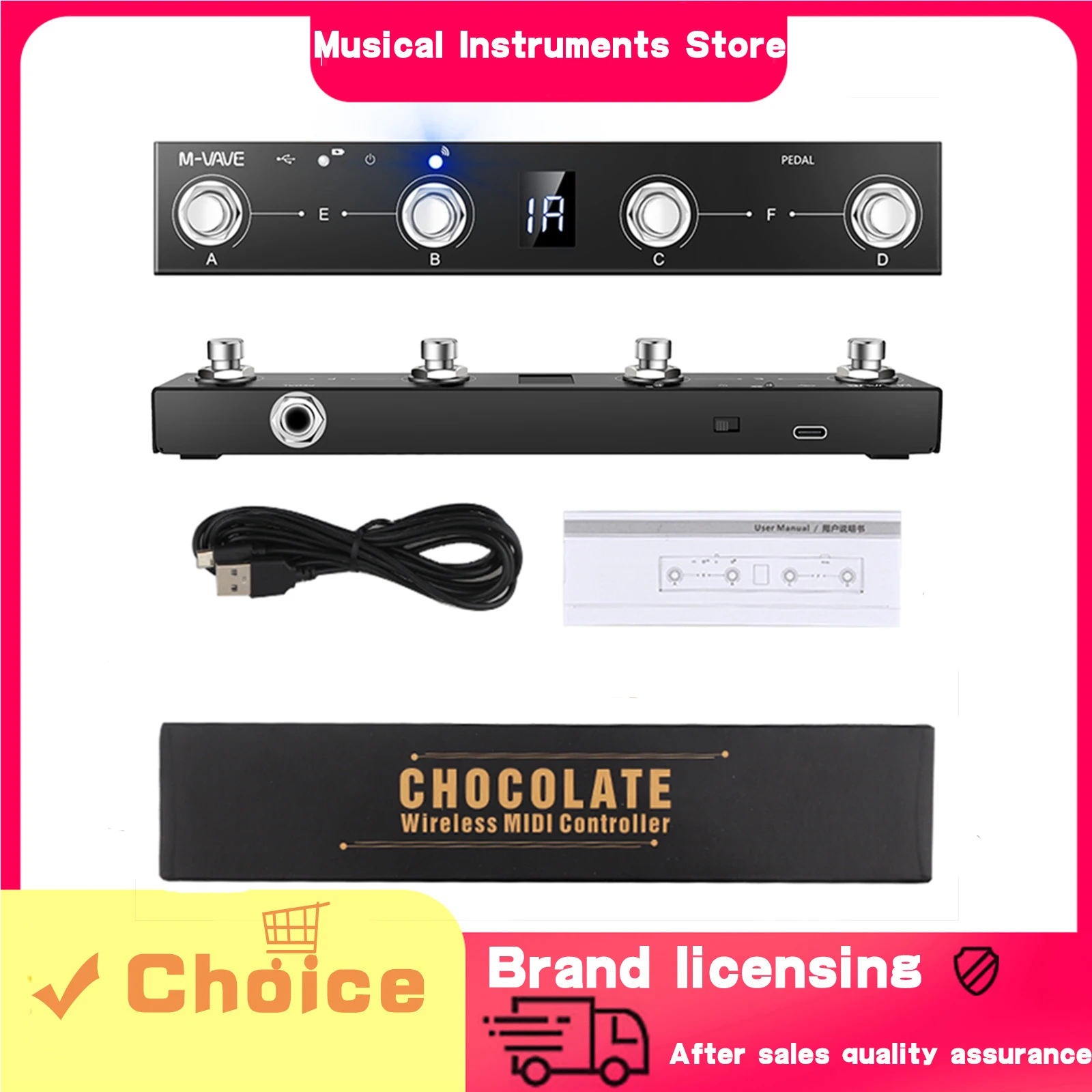 

M-VAVE Bluetooth-контроллер, педаль Flipper BT, 4 кнопки, перезаряжаемый контроллер, педаль управления через приложение, система беспроводной передачи