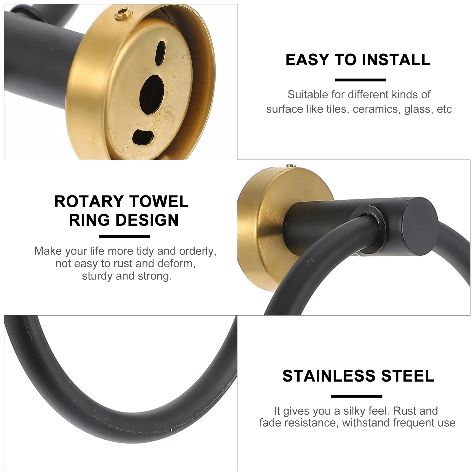 

Stainless Steel Towel Hanging Ring Bathroom Rack Holder for Wall Hook Mounted 304 Hanger Wall-mounted