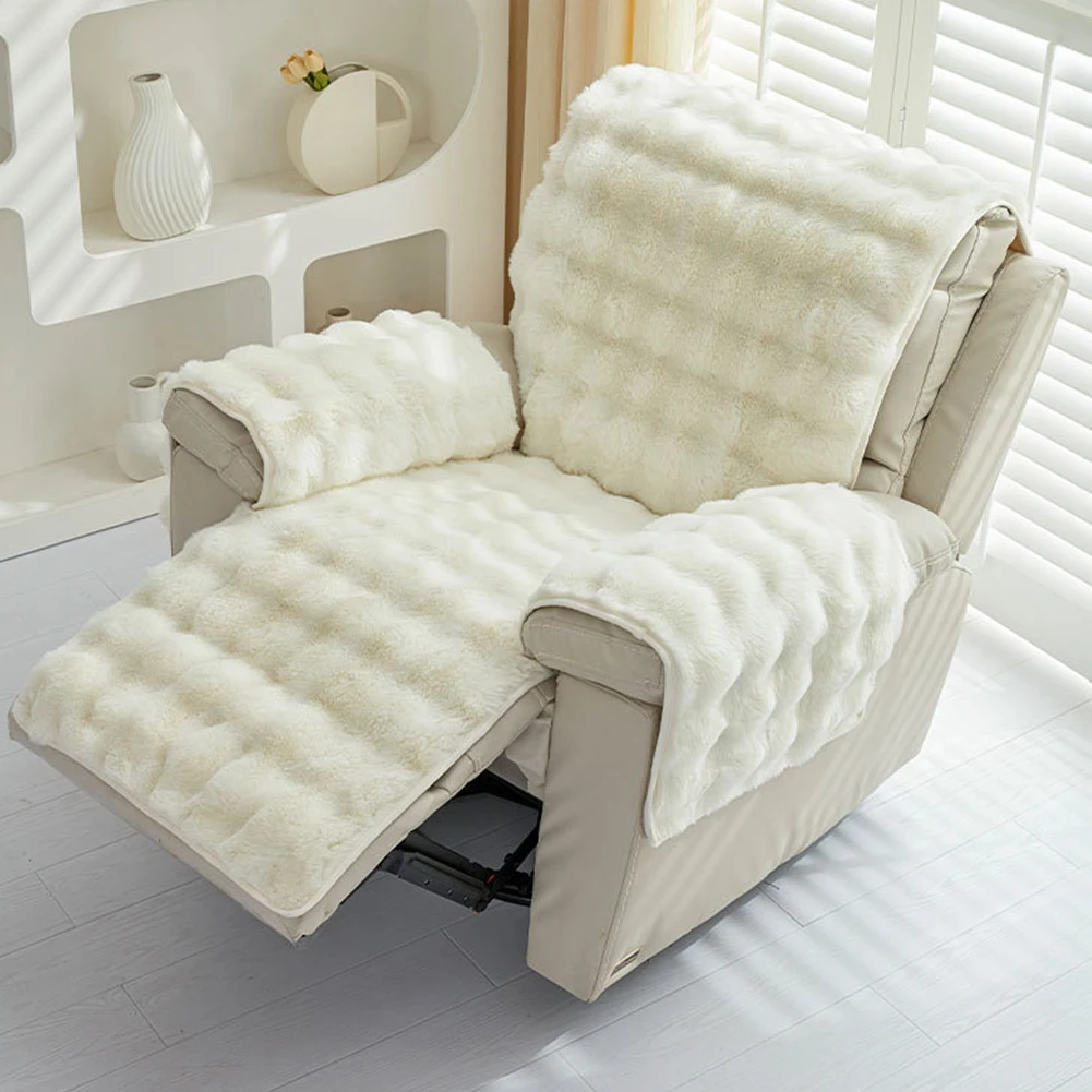 Plush Recliner Cover Comfortable Recliner Single Sofa Warm Cushion Washable Household Sofa Cover Chair Couch Cover Winter Padded