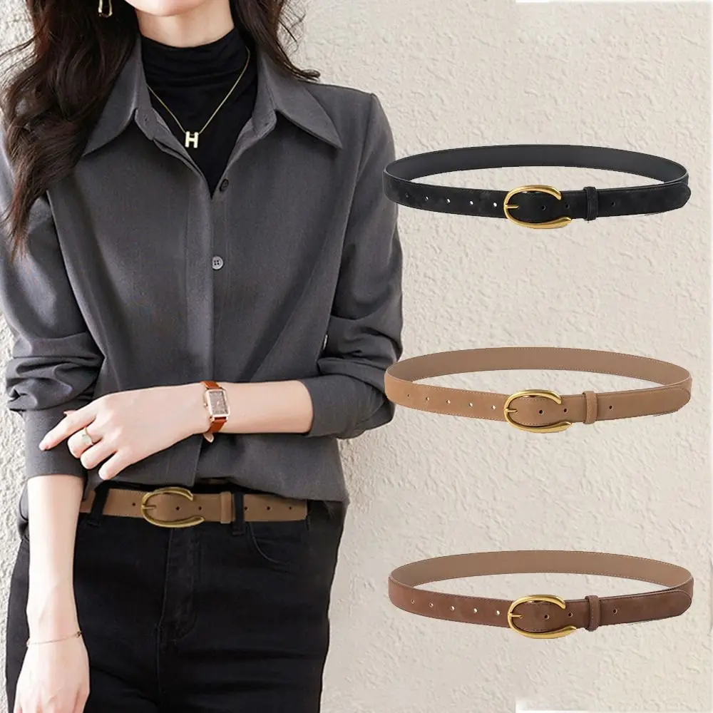 Fashion Luxury Design Suede Leather Belt Trendy Versatile Business Waist Strap Casual Pin Buckle Waistband